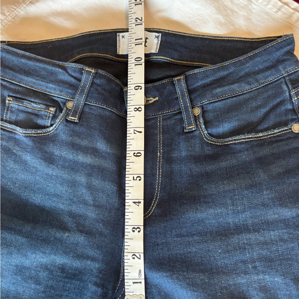 34” inseam PAIGE Manhattan High Rise Dark Blue Bootcut Jeans - Picture 3 of 7